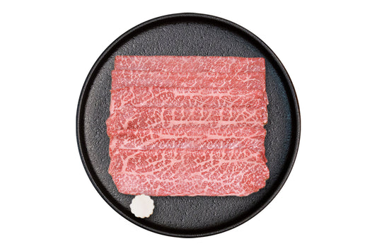 大和榛原牛A5霜降りモモ肉 すき焼き用 シート巻き 化粧箱入