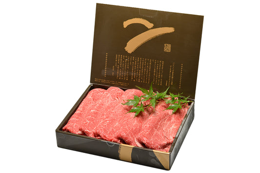 大和榛原牛A5霜降りモモ肉 しゃぶしゃぶ用 シート巻き 化粧箱入