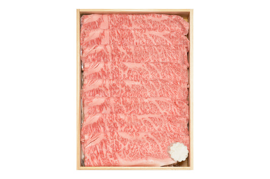 大和榛原牛A5吟撰極上ロース すき焼き用 シート巻き 木製箱入